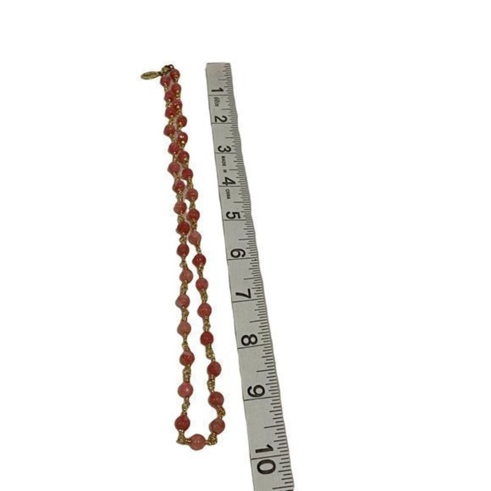 Mary Kathryn Pink Bead‎ Gold Tone Necklace - Picture 3 of 3